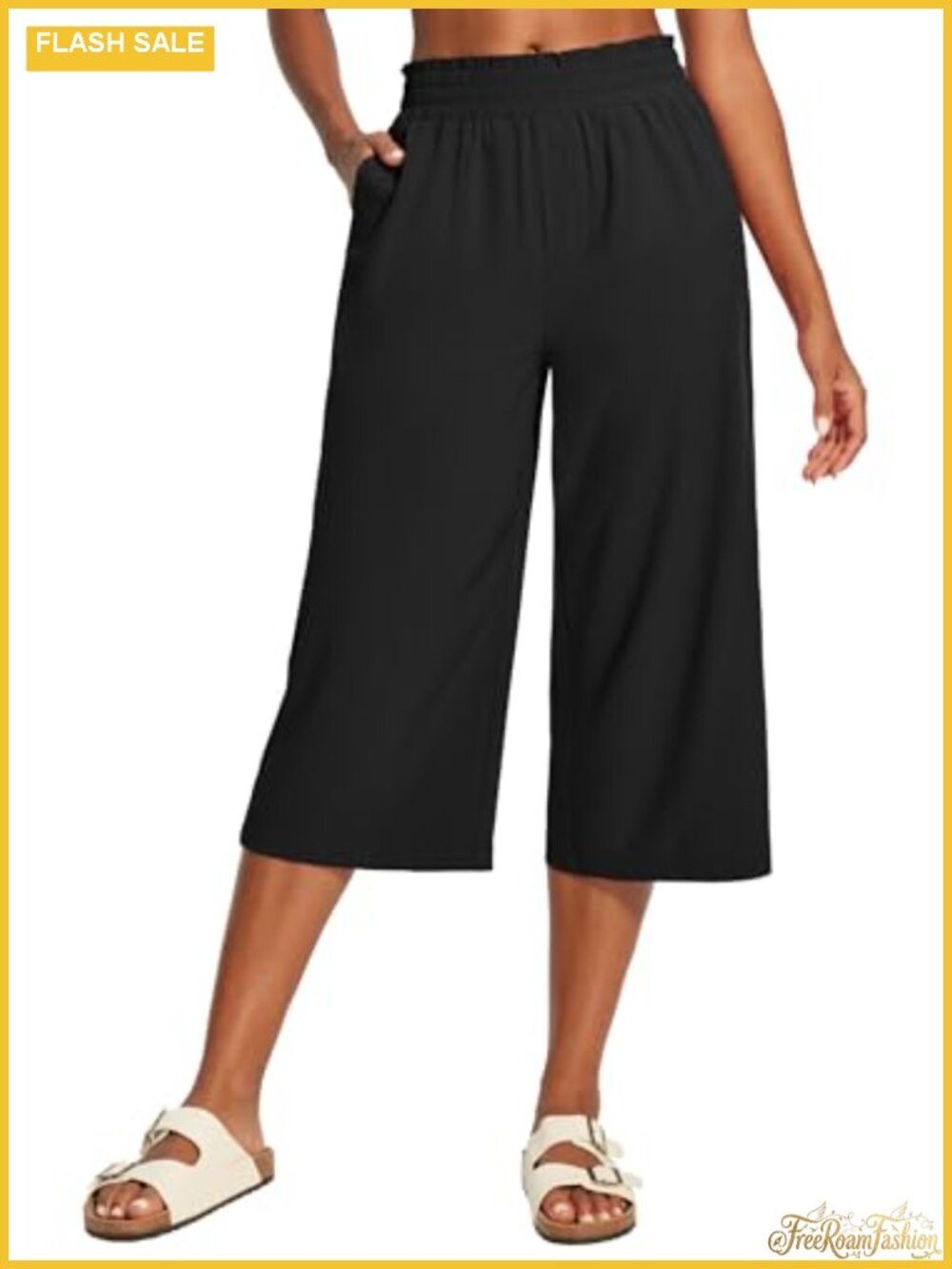 IUGA Wide Leg Palazzo Capri Pants High Waisted Drawstring Pockets